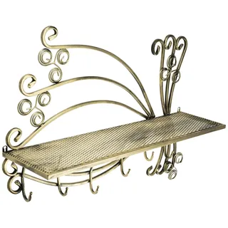 Flurgarderobe Wandregal Hakenleiste gold Metall Hängeregal 81x58x21 cm Glamour