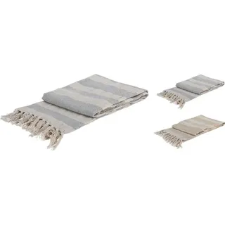 Decke mit Quasten Baumwolle 130 x 170 cm blau - Beige