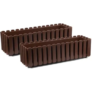 Tymar Blumenkasten landhausstil, Balkonkasten lattenoptik, Pflanzkasten Landhaus, 2er-Pack, Garten, Balkon, Terrasse (Braun, 60 cm)