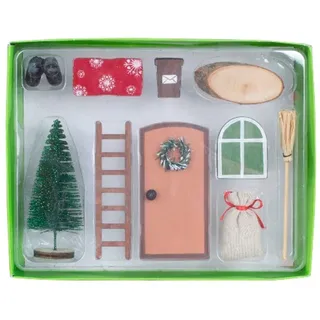 LB H&F Lilienburg Wichtel Wichteltür Wichtelset Weihnachtsdeko Wichtel Elfen Tür Zubehör SET (Kinder Weihnachtswichtel Zubehör Komplettset Weihnachtsdeko miniatur Feen Wichtel Baumwichtel Feentür DIY basteln Geschenk Advent, Kinder Weihnachtswichtel Zubehör Komplettset Weihnachtsdeko), Nissedor Weihnachtswichtel Zwergentür Elfentür rot