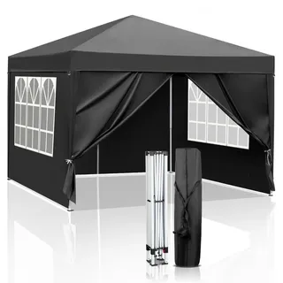 luxuskollektion Faltpavillon 3 x 3 m inkl. 4 Seitenteile Schwarz