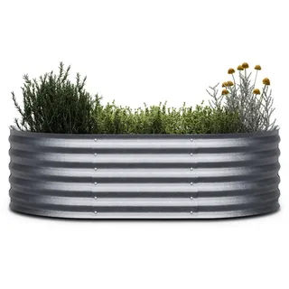 blumfeldt Hochbeet High Grow, Pflanzkübel Outdoor Balkon außen groß Metall Garten silberfarben