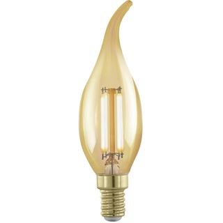 EGLO E14 LED Lampe Retro dimmbar, Golden Vintage Glühbirne in Kerzenform, Deko Leuchtmittel Kerze, 4 Watt (entspricht 28 Watt), 300 Lumen, warmweiß, 1700k, Edison Birne CF35, Ø 3,5 cm