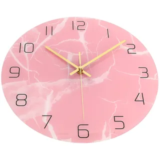 Cyrank Marmor Wanduhr, Moderne stilvolle Wanduhr mit runder Vintage Retro Silent für Home Küche Wohnzimmer Schlafzimmer Büro