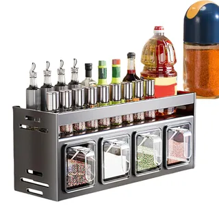 Yaztauho Gewürzregal Wand, Gewürzregal Schranktür Ohne Bohren, Wandregal Hängend, Vier Gitter Gewürzregal Für Die Küche, Stanzfreier Gewürzhalter Zur Wandmontage, Lagerregal Badezimmerregale, Küche