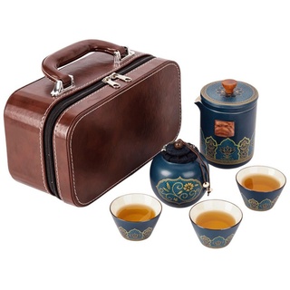 NUZAMAS Tee-Set, Reise-Keramik-Set mit Tragetasche, chinesisches Kung-Fu-Tee-Set, tragbare Teegeschirr-Sets, Glas, Matcha-Schneebesen, Becher, Tassen, Zeremonientöpfe, Küchenutensilien