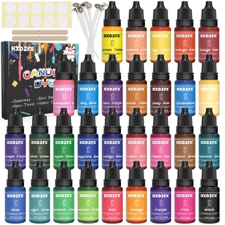 Flüssig-Kerzenfarbe – 30 Farben Wachsfarbe auf Ölbasis für die Herstellung von Kerzen, Farbstoff-Set für Sojawachs, Bienenwachs, Kerzenwachs