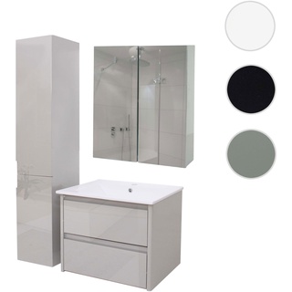 Badezimmerset HWC-B19b, Waschtisch Spiegelschrank H√§ngeschrank, hochglanz MVG-zertifiziert ~ grau