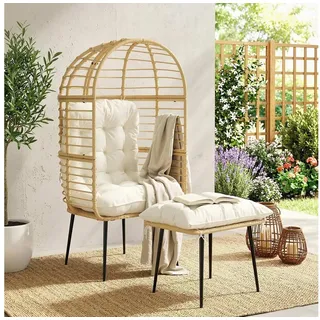 Outsunny Eiersessel Gartensessel 65 x 76 x 147 cm beige 1 St.