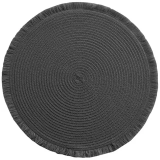 Macosa Home Platzset Tischdeko schwarz rund 38 cm Tischunterlagen Tischdeko Platzdeckchen, (4-St), Tischset Tisch Untersetzer Teller Unterlage schwarz