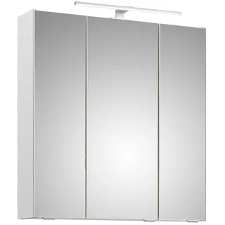 Lomadox Spiegelschrank QUEIMADOS-66 Badezimmer 65cm breit mit Aufsatzleuchte in Weiß Glanz 65/70/16 cm weiß