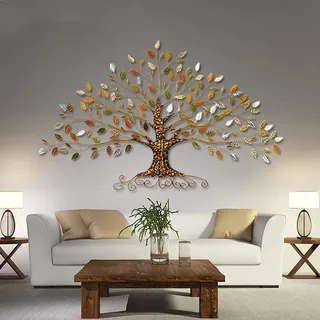 Metall Baum des Lebens Wandkunst Dekor, Glücksbaum-Skulptur mit geschichtetem Blatt-Design, moderner Wandbehang für Wohnzimmer, Schlafzimmer, Büro