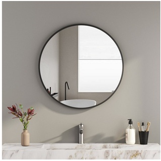 Boromal Badspiegel Wandspiegel Rund Schwarz / Gold 50cm 60cm Spiegel Runder Wand Rahmen, für Flur, Wohnzimmer, Schlafzimmer, Badezimmer und zum Aufhängen schwarz