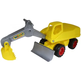 WADER QUALITY TOYS Spielzeug-Aufsitzbagger MEGA-Bagger Sitzbagger bis 80 kg 84 cm bunt|gelb