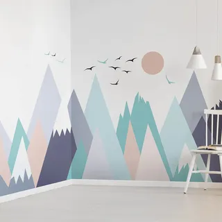 Wandsticker Kinder Dekoration Babyzimmer Wandtattoo Kinder Wandaufkleber Skandinavische Wandaufkleber Riesen Berge Skandinavien ANNUSKA H60 x B90 cm