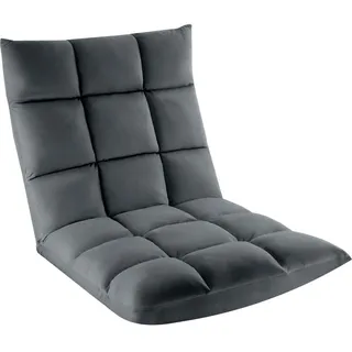Tectake Relaxsessel Snooze Samt 57 x 108 x 13,5 cm Grau mit verstellbarer Rückenlehne
