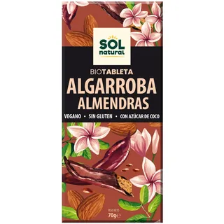 Tableta de algarroba con almendras bio 70g Sol Natural