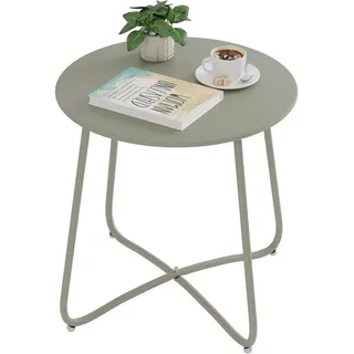 EUGAD Beistelltisch (1-St), rund, Balkontisch Gartentisch, aus Metall, φ48xH45cm grau