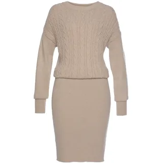 LASCANA Strickkleid Minikleid Beige 38