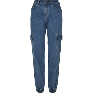 URBAN CLASSICS Organic Stretch Cargo Hochtaillierte Jeans Clear Blue Washed 29