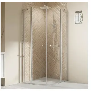 BREUER Runddusche mit Drehtür mit Festteil ELANA 2.0 100 x 100 x 200 cm Radius 5