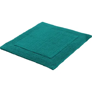 Erwin Müller WC-Vorlage, WC-Matte ohne Ausschnitt Uni Serie Stuttgart Petrol Größe 60x60 cm - extra dick, Wende-Design, 100% Baumwolle