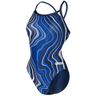 ARENA Damen Sport Badeanzug Marbled Challenge Back, Navy-navy Multi