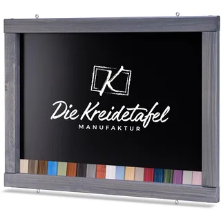 Rustikale Tafel Kreidetafel Wandtafel Küchentafel mit Holzrahmen zur Beschriftung mit Kreide im Landhausstil in verschiedenen Größen und Farben (Grau, 120x60cm)