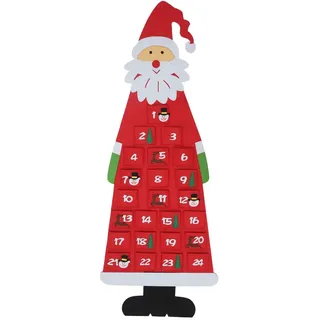 Adventskalender zum Befüllen, Adventskalender Selber Befüllen DIY Weihnachtskalender selbst Befüllen Santa, XXL Adventskalender Filz Stoffsäckchen Weihnachten Kalender Adventstüren für Kinder (Rot)