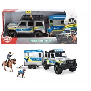 Dickie: Polizeiauto mit Pferdetransportanhänger, 1:24