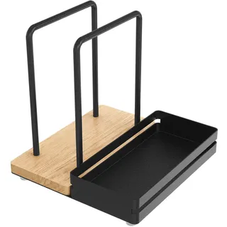 STWWO Serviettenhalter Schwarz,Serviettenhalter aus Metall & Holz Serviettenspender mit Caddy für Tisch Küchenzubehör Servietten Halterung zum Dekorieren