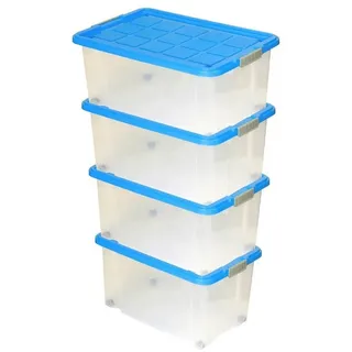 BigDean Eurobox mit Deckel und Rollen 60 x 40 x 33 cm 4-tlg. silber