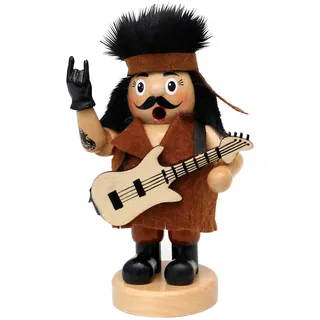 Dekohelden24 Holz Räuchermann als Rocker mit Gitarre, naturfarben, ca. 10 x 7 x 15 cm.