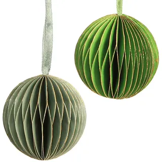 Viana Christbaumschmuck Weihnachtskugeln Papier Wabenkugeln Grün Gold 7cm 4 Stk Deko