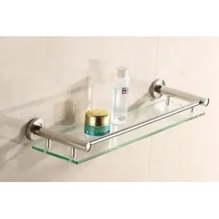 Glasablage Für Bad - Wandmontiert, Aluminium Und Gehärtetes Glas, Breite: 50cm, Inkl. Montagematerial - Badablage, Glasregal, Wandregal