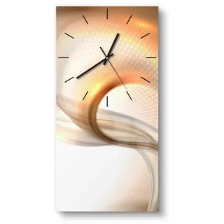 DEQORI Wanduhr 'Schwingungen im Licht' (Glas Glasuhr modern Wand Uhr Design Küchenuhr) beige 30 cm x 60 cm