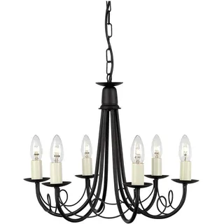 Elstead Lighting, Kronleuchter, Minster Kronleuchter E14 6-fach Schwarz, Made in UK (48 cm)