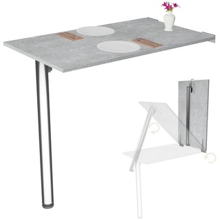 KDR Produktgestaltung Klapptisch 80x50 Wandklapptisch Esstisch Küchentisch Schreibtisch Wand Tisch, Beton silberfarben