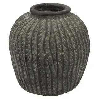 DK Design Blumenvase Krugmodell - Maserungsrelief - Ton grau - 26 x 27 cm - rustikale Vase
