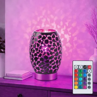 Beistellleuchte Tischlampe Nachttischleuchte schwarz gold RGB Fernbedienung LED