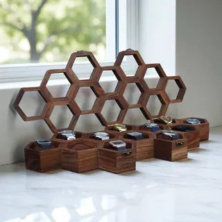 Creation India Craft Vintage-Holz-Uhrenbox für Herren, Uhren-Vitrine, Wabenuhren-Aufbewahrung und Organizer, Schmuckkästchen für Frauen, Geschenk für Ehemann