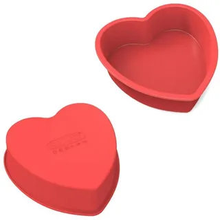 LuxusKollektion Herzkuchenform Backform Herz Silikon 15cm 2 Stück Antihaft 15cm Herzbackform x2 rot