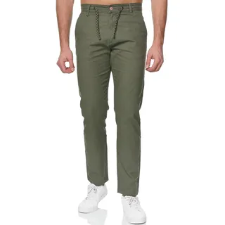 Indicode Herren Venedig Stoffhose aus Leinen & Baumwolle | Leinenhose Freizeithose Männer - L