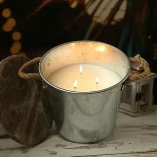 MARELIDA XL Duftkerze Citronella im Metalleimer mit Deckel 3-Docht