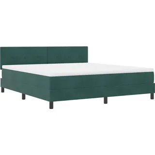 vidaXL LED Boxspringbett mit Matratze Dunkelgrün 180 x 200 cm Samt