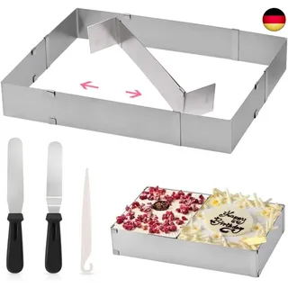 Backrahmen Rechteckig Verstellbar, Edelstahl Backform Rechteckig Tortenring mit