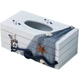 TOPBATHY Taschentuchbox Holz und Harz, 24 x 12 x 9,5 cm Rechteckige Kosmetiktücherbox Abdeckung, Mediterrane Tücherbox für Badezimmer, Wohnzimmer, Schlafzimmer, Büro und Tischdeko