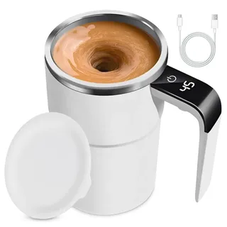 Selbstrührende Tasse, Magic Mug Selbstrührender Becher Self Stirring Mug | 380ml, USB Wiederaufladbar, Edelstahl Kakao Tasse Smart Cup mit Temperaturanzeige, für Kaffee,Heiße Schokolade,Milch,Protein