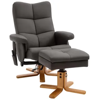 HOMCOM Relaxsessel mit Hocker 360° Drehbar aus Kunstleder Braun | Fernsehsessel, Elektrisch, Liegefunktion, Massage, Massagesessel mit Seitentasche, TV-Sessel, für Wohnzimmer