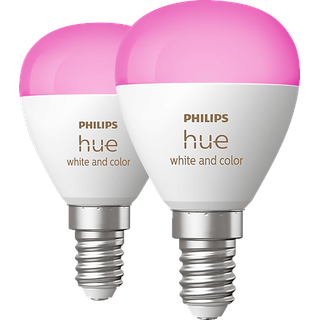 PHILIPS Hue White & Col. Amb. E14 Luster Doppelpack Smarte Glühbirne RGB